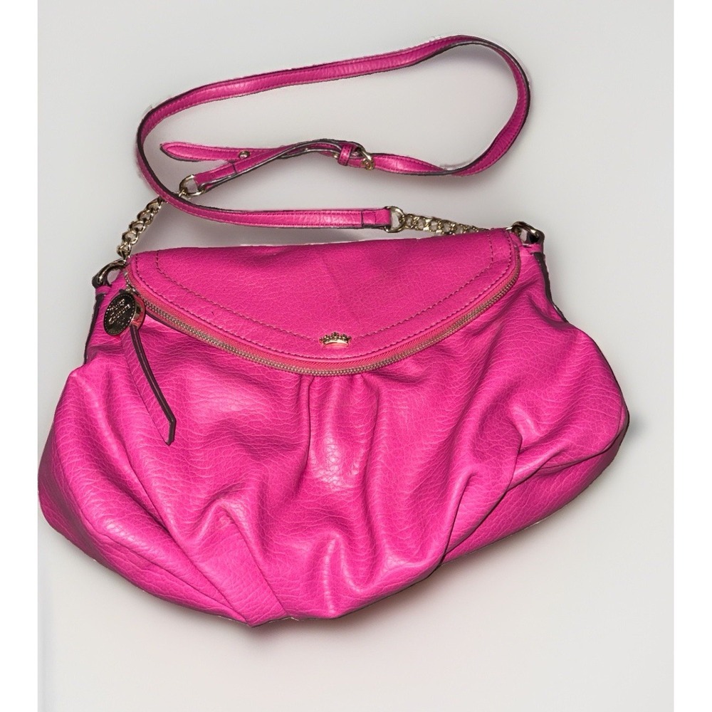 Women's Juicy Couture Crossbody Hobo Handbag Hot Pink Gold Medium